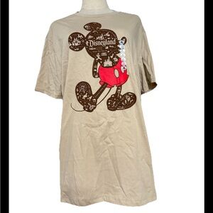 Disney Parks New 2025 Disneyland Mickey Mouse Attractions T-Shirt Large Beige